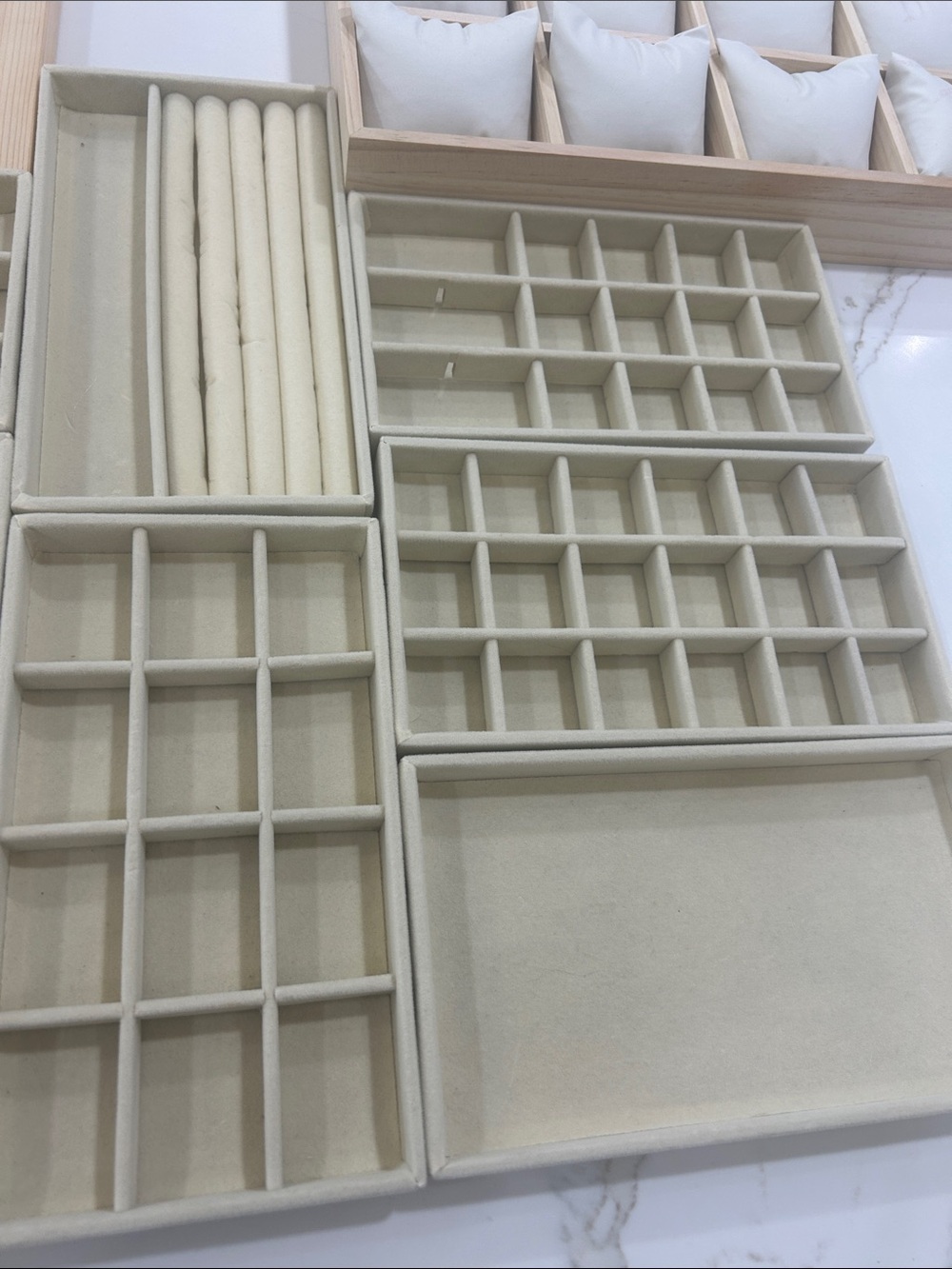 Neutral Cream and Natural Wood Jewelry Organizer Set by - Picture 4 of 4